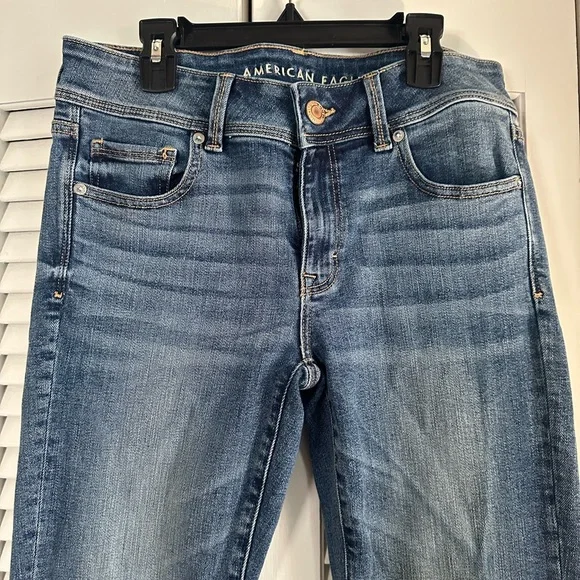 American Eagle Outfitters Women's Dark Blue Flare Jeans - Picture 5 of 12